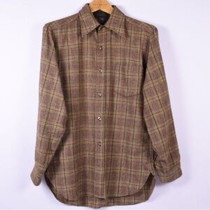 Pendleton Vintage Plaid Wool Shirt Medium Red Tan